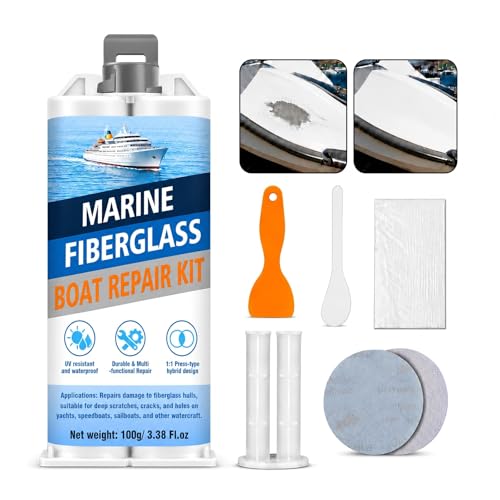 Marine Fiberglass Repair Kit for Boats with Waterproof Epoxy Filler - White