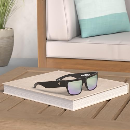Square Sunglasses with Color Contrast & Polarized Lenses - Matte Black, Happy Bronze & Green Mirror