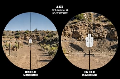 Monstrum Panzer 4-12x44 Rifle Scope with AO & FMR1 Reticle – Adjustable Magnification & Mount