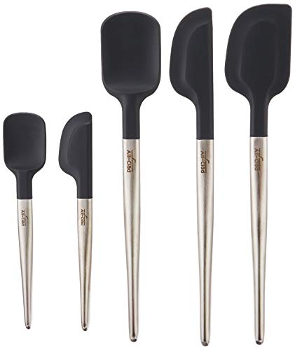 All-Clad 5-Piece Silicone Cooking Tool Set with Stainless Steel Handles - Heat-Resistant, Dishwasher Safe