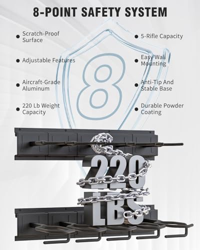Upbci 10-Slot Wall Mount Gun Rack Vertical Rifle Storage Holder Black