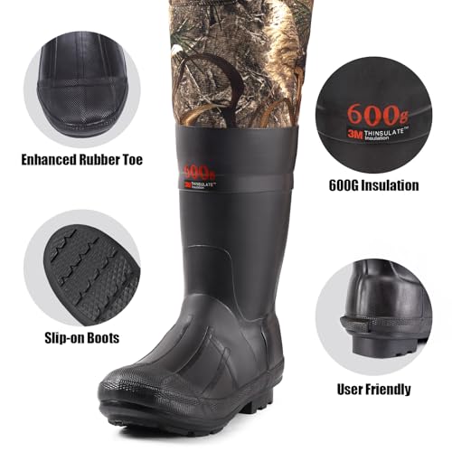 Reed Grass Waterproof Neoprene Hunting Waders with 600G Insulated Boots - Men & Women