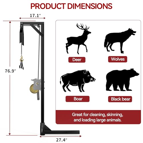 YITAMOTOR 500LB Truck Hitch Deer Hoist with Swivel & Adjustable Height