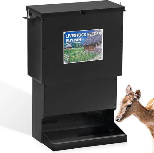 50lb Metal Deer Feeder with Weather-Resistant Lid and Easy Installation