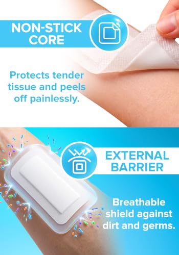 Waterproof 6x8 Inch Wound Dressings 50 Pack - Sterile, Adhesive, Hypoallergenic