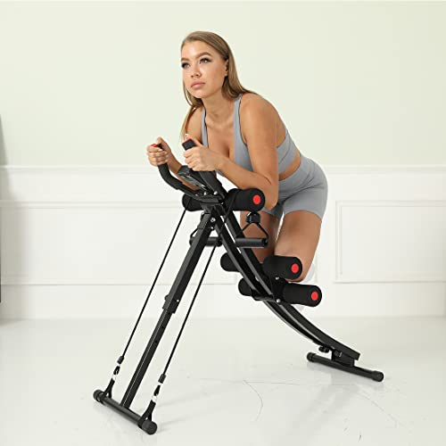 Red Ab Workout Machine for Home Gym - Adjustable Core & Abdominal Exercise Equipment