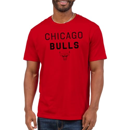 NBA Junk Food Core Stacked Adult T-Shirt - Chicago Bulls Red XL