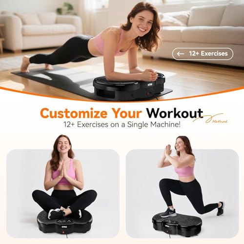 HTM Vibration Plate Exercise Machine Black Medium – 9 Modes, 120 Speeds, Remote