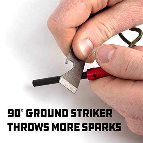 UCO Survival Fire Striker with Tether & Multitool - Red