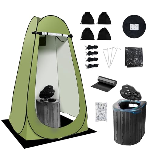 G2 GO2GETHER Green Portable Camping Toilet Kit with Privacy Tent & Carry Bag
