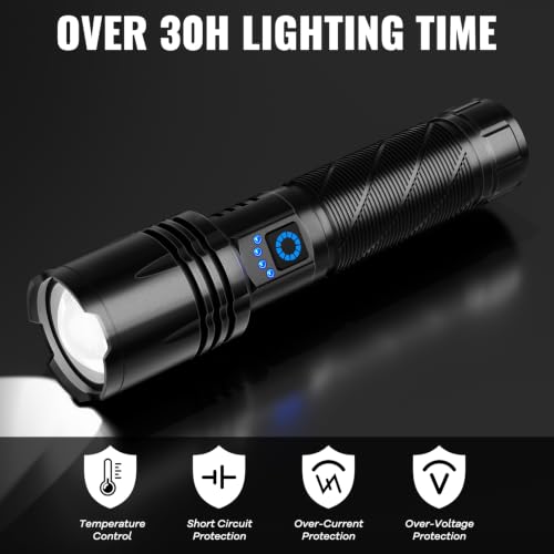 Super Bright Rechargeable LED Flashlight 99000LM, Waterproof, 5 Modes, 1500m Beam