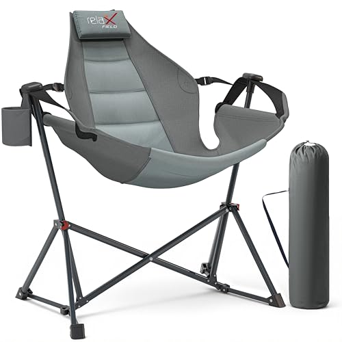 Upgraded Grey Hammock Camping Chair - Oversized Swinging Chair, 350LBS Support