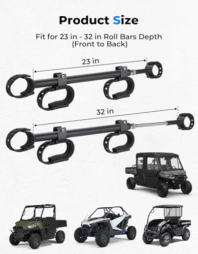 KEMIMOTO UTV Overhead Tool & Bow Rack - Roof-Mounted Storage Holder for Roll Bars
