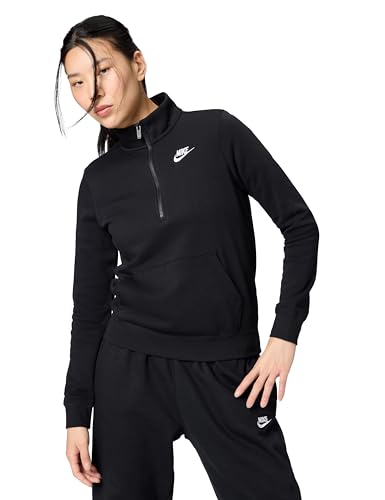 Nike Women's Sportswear Club Fleece 1/2-Zip Sweatshirt - Medium Black/White