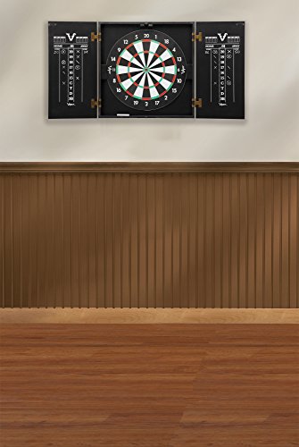 Viper Hideaway Dartboard Cabinet Set Bundle with Reversible Steel Tip & Baseball Games, 2 Darts, Chalk Scoreboards, Matte Black Finish