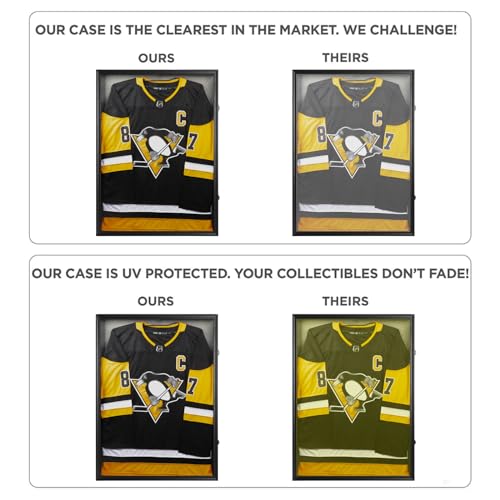 Zmiky Large Black Jersey Display Frame 26x37 with Lock & UV Protection – Shadow Box for Sports Jerseys & Memorabilia, Includes 2 Locks & Black Variation