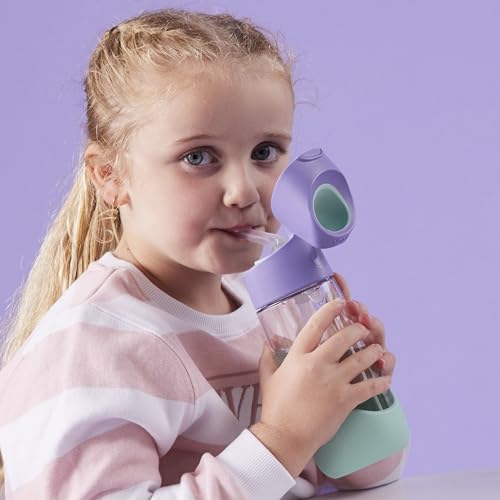 Kids Water Bottle with Straw - 15 oz Lilac Pop, Tritan Toddler Sippy Bottle