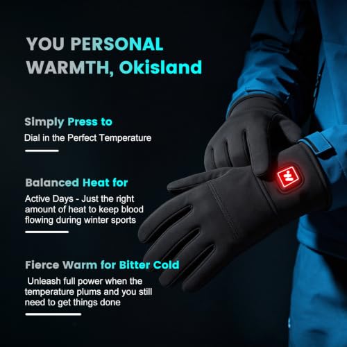 Heated Thermal Gloves for Men Women Large - Rechargeable Touchscreen Winter Gloves