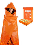 Emergency Fireproof Cloak with Hood - Extra Large 70.87 x 70.87 Inches, Heat Resistant Fire Escape Poncho in Orange