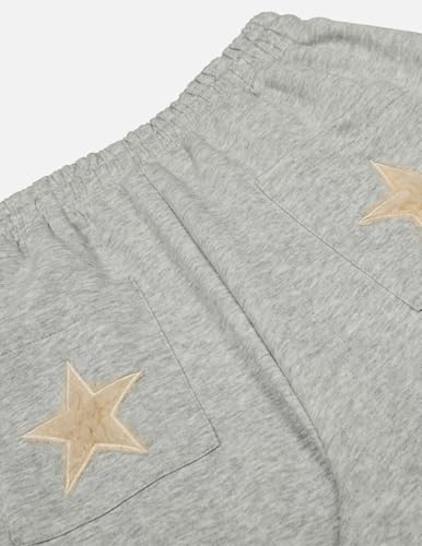 Aelfric Eden X-Small Grey Star Applique Baggy Sweatpants Wide Leg Casual Trousers