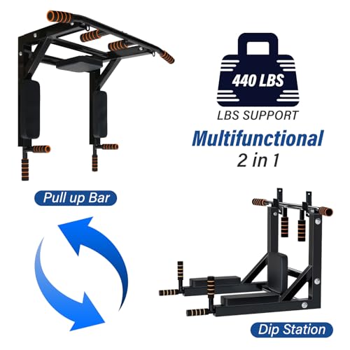 BDL Wall Mounted Pull Up Bar - Multifunctional Chin Up Station for Home Gym
