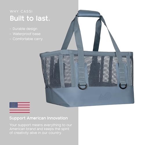 MISSION Heavy Duty Mesh Boat & Beach Tote Bag 50L Steel Blue - Waterproof, Ventilated, Outdoor Marine Gear