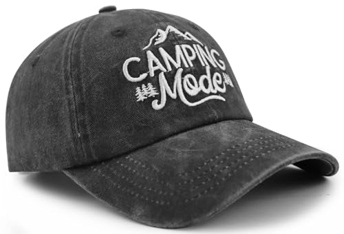 Embroidered Camping Baseball Hat for Men and Women - One Size Black