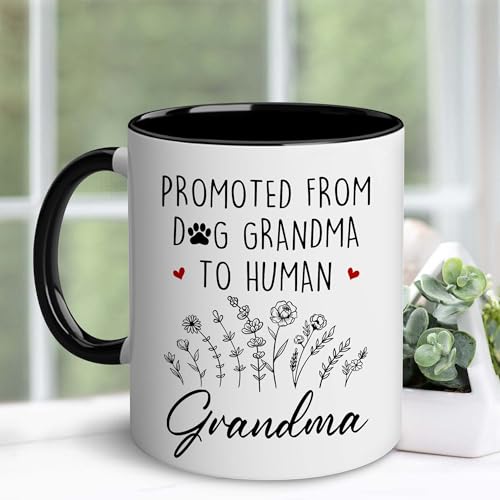 Grandma Gift Mug - Pregnancy Announcement for Grandma - Accent Black