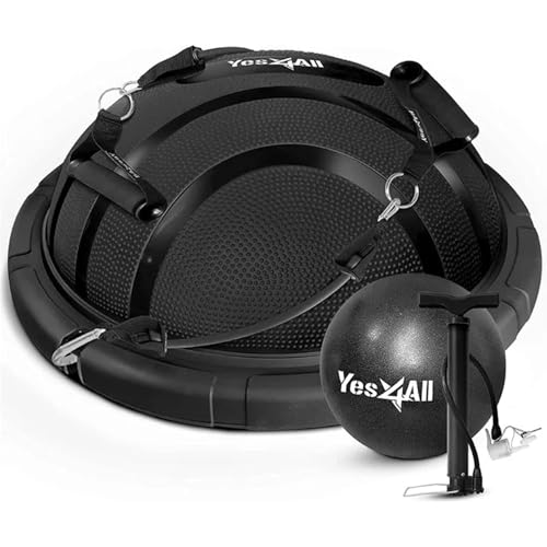 Yes4All Full Black Upgrade Combo Half Ball Balance Trainer for Full Body Workouts
