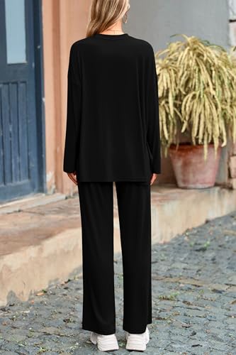 PRETTYGARDEN Women's 2-Piece Loungewear Set Black XL - Matching Pajama Set