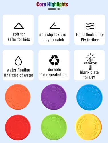 Kids Outdoor Flying Discs 12 Pack - Safe Soft Silicone Toys for School & Party