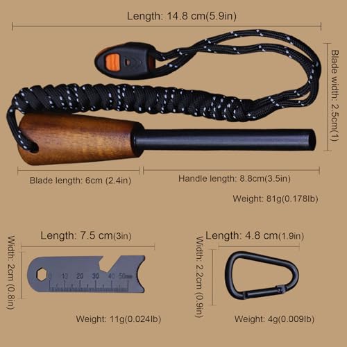 Fixed Blade Survival Knife with 8mm DC53 Steel 15.4in Full Tang & Nylon Sheath