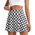 Women's Pleated Tennis Skirt with Shorts & Pocket - High Waist Golf Skort, Checkered Medium/Variation
