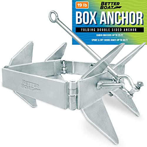 Better Boat 19 lbs Folding Box Anchor for Boats - Hot Dip Galvanized, Double Sided