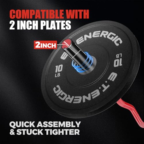 47-Inch Solid Steel Olympic Curl Bar - 700LB Capacity, Red & Black