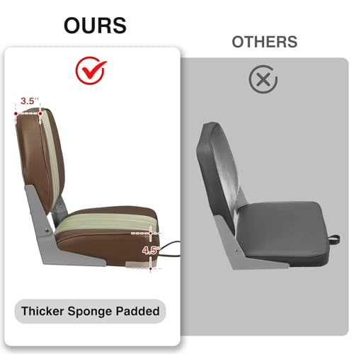 Leader Accessories Brown/Sand Low Back Folding Boat Seat Marine Grade Vinyl