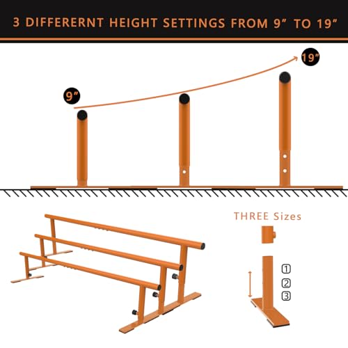 MR Round Skateboard Grind Rail - Adjustable Height Skatepark Ramp for Skateboards & Scooter