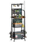 Fishing Rod Storage Rack with Shelves & Accessories Organizer