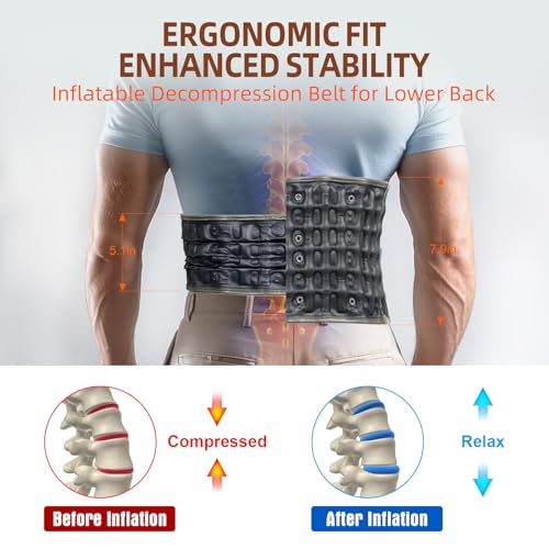 GINEKOO Dark Blue Red Light Back Support Belt with Massage & Heating