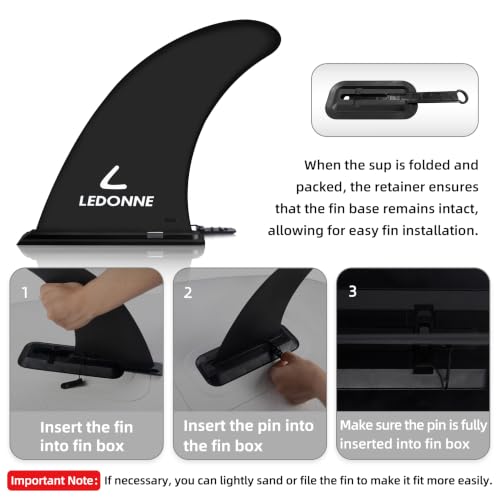 SUP Center Fin 9 Inch with Extra Pin & No-Tool Installation - 2 Pcs - Black+Pink Variation of THIS listing