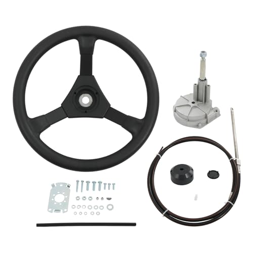 12ft Boat Steering Cable System with 13.5 Inch Rotary Steering Wheel - Variation 12T
