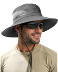 FURTALK Mens Bucket Sun Hat UPF Protection Wide Brim Breathable Fishing Hat - Dark Grey
