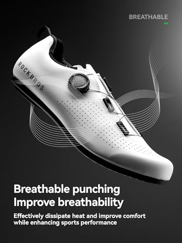 Narrow White 12 ROCKBROS Cycling Shoes Flat-Pedal Non-Lock Breathable Perforations
