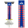CornholeAce Elite Scoreboard 3ft Navy Blue/Red Tall Stand with Phone & Drink Holders