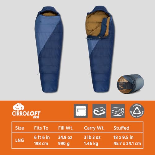 Dark Blue Kelty Cosmic Synthetic 20°F Backpacking Sleeping Bag - Long