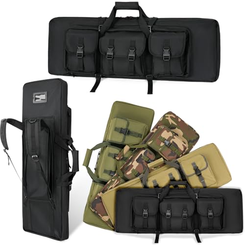 DULCE DOM Black 42-inch Double Rifle & Pistol Soft Gun Case with Padded Compartments
