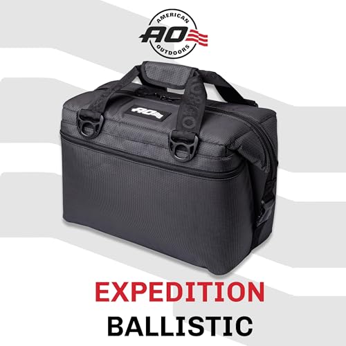 AO Coolers Expedition Ballistic Soft Cooler 12-Can Black/Charcoal Insulated Leakproof