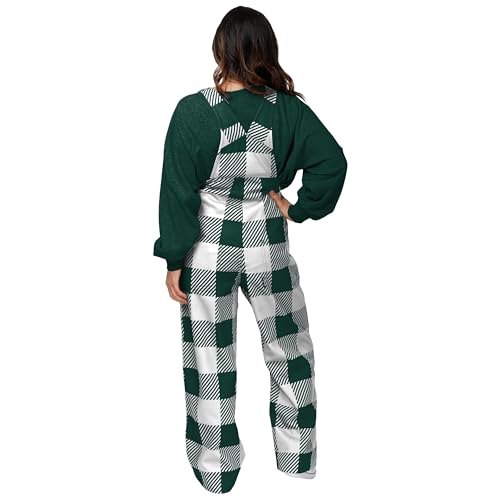 Michigan State Spartans NCAA Women's Logo Bib Overalls - Medium Plaid