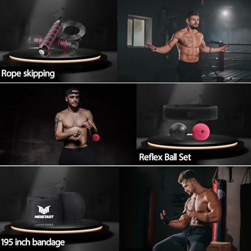 MESETAST Black 4ft Heavy Boxing Punching Bag Set with 12oz Gloves & Accessories