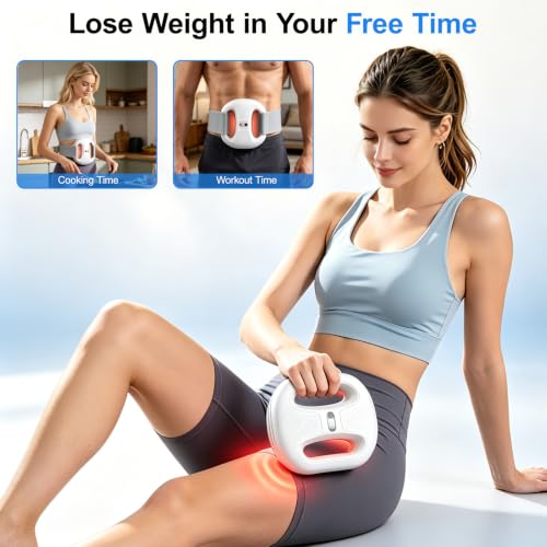 White Fascia Ring Massager with Belt, 6 Modes, 99 Vibration Levels, Deep Tissue Therapy